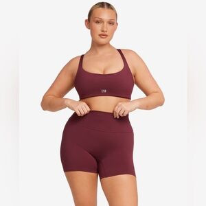 SHORTS & CROP SET Serenity Naomi Crop and Scrunch Shorts 5" | Burgundy